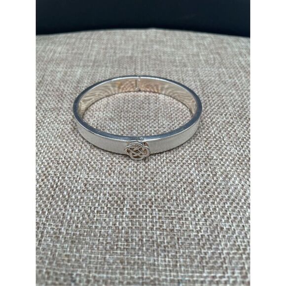 Stella and Dot Lindsay White and Gold-Tone Metal Hinged Bracelet - Picture 7 of 7